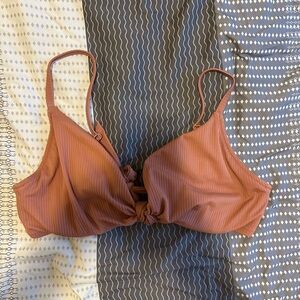 Shade & Shore Peach Ribbed Bikini Top